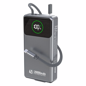 Dudao K31 Pro 45W 20000mAh Akupank with Built-in Retractable USB-C Kaabel - hall