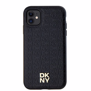 DKNY Leather Monogram Pattern Metal Logo MagSafe Ümbris jaoks iPhone 11 / Xr - Must