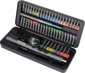 YATO YT-25770 56-osaline akukruvikeeraja ja otsikute komplekt 3,7 V