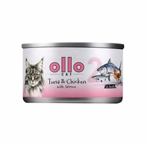 Ollo Cat No. 2 – wet cat food with tuna, chicken and salmon in broth, 70 g