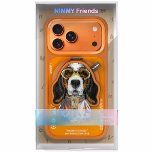 Nimmy Cool&Cute 2.0 Dog Ümbris jaoks iPhone 17 Pro Max with Magnetic Hanger - oranž