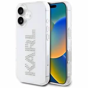 Karl Lagerfeld IML Rhinestones Logo iPhone 16 Ümbris - Läbipaistev