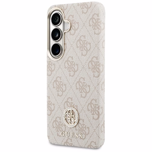Guess ümbris 4G Rhinestone Round Logo MagSafe Samsung Galaxy S26 Plus jaoks roosa