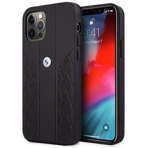 BMW Leather Curve perforeeritud ümbris iPhone 12 Pro Max'ile - must