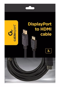 Gembird CC-DP-HDMI-3M DisplayPort HDMI kaabel (mitte kahesuunaline), 3m, must