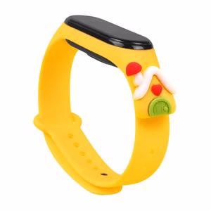 Rihm Xmas Xiaomi Mi Band 5 / 6 jõuludeks Silikoonist rihmaga käevõru koos majaga - kollane