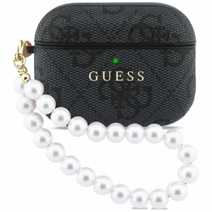 Чехол Guess 4G Pearl Strap для AirPods Pro 3 чёрный