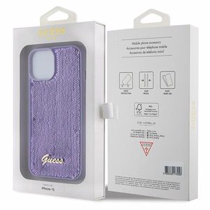Guess Sequin Script Metal ümbris jaoks iPhone 15 - lilla
