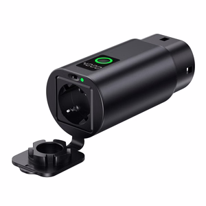 V2L Type 2–Schuko adapter, 3500 W, võimsusnäidiku ja ümbrisega – must