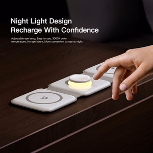 Juhtmevaba laadija Essager Nuo 3in1 valge 15W (iPhone / Apple Watch / Airpods / öövalgusti)