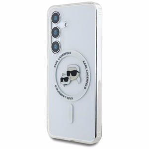 Ümbris Karl Lagerfeld Button Karl & Choupette Heads Printed Logo MagSafe Samsung Galaxy S25 valge