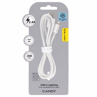 Blavec Kaabel Candy braided - USB to Lightning - 2,4A 2 metres Apple CarPlay (CCA-UL24W20) valge