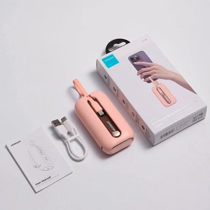 Akupank Joyroom JR-L012 roosa 10000mAh (PD 22.5W) + integreeritud Type-C / Lightning kaablid