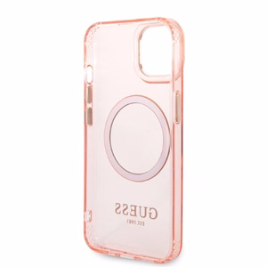 Guess GUHMP14SHTCMP iPhone 14 6.1" roosa/roosa hard ümbris kuldne Outline Translucent MagSafe