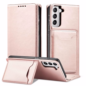 Magnetkaardi ümbris Samsung Galaxy S22 + (S22 Plus) Kott rahakott kaardihoidja roosa