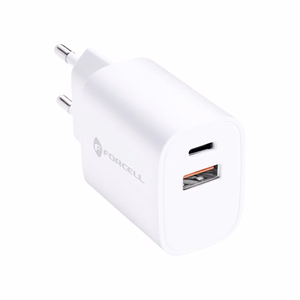 Phone laadija Forcell F-Energy USB C + USB A QC4.0 PD 3A 35W TFK-TC-35WPD valge