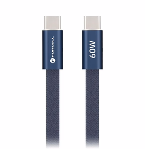 Kaabel USB C USB C Forcell F-Energy QC4.0 PD 3A 60W Cafule Flat 1,2 m CCFN23 tumesinine