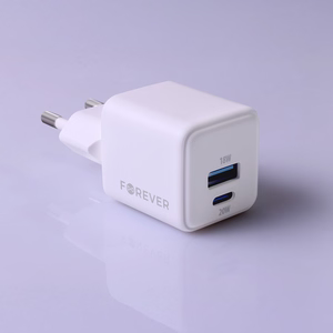 Forever TC-08-20AC GaN PD QC laadija 1x USB-C 1x USB 20W valge