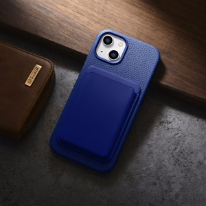iCarer Litchi Premium Leather Case iPhone 14 Plus Magnetic Leather Case with MagSafe Dark Blue (WMI14220711-DB)