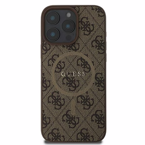 Чехол Guess 4G Ring Classic Logo MagSafe для iPhone 16 Pro - коричневый