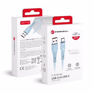 Kaabel USB A to USB C Forcell F-Energy QC4.0 3A 66W Silikoon 1 m C342 sinine