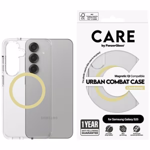 CARE by PanzerGlass Flagship Urban Combat Chardonnay QI Ümbris jaoks Samsung Galaxy S25 - Läbipaistev