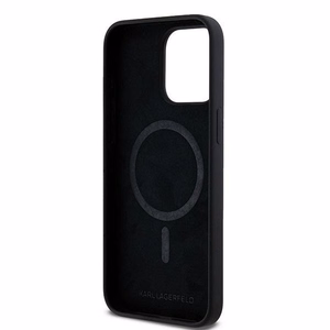 Чехол Karl Lagerfeld для iPhone 15 Pro Max совместимый с MagSafe KLHMP15XSCMKCRHK (Silicone KC Body Ring) чёрный