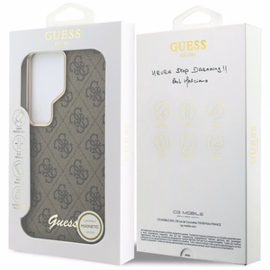 Guess ümbris 4G Script MagSafe Samsung Galaxy S26 Ultra jaoks pruun