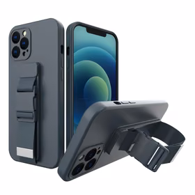 Köiega ümbris Gel Lanyard koos keti rahakoti paelaga Samsung Galaxy S21 + 5G (S21 Plus 5G) tumesinine