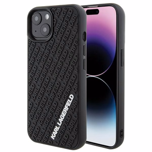 Karl Lagerfeld 3D Rubber Multi Logo ümbris jaoks iPhone 15 - must