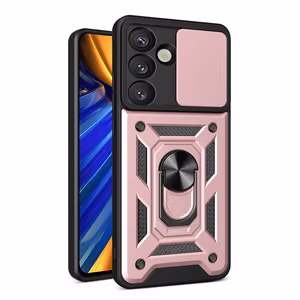 Hybrid Armor Camshield with Camera Cover and Metal Ring jaoks Samsung Galaxy S25 - roosa