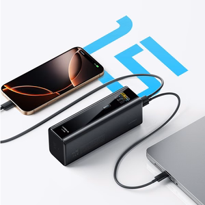 Cuktech PB200U akupank 20 000 mAh, 210 W, 2 USB-C- ja USB-A-pesaga, TFT-ekraani ja 240 W USB-C-kaabliga – must