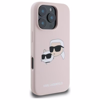 Karl Lagerfeld Silicone Nauble Heads Print MagSafe Ümbris jaoks iPhone 16 Pro Max - Roosa