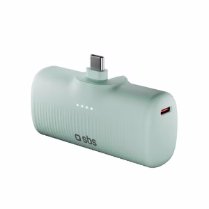 SBS EcoPower 5000 mAh 10W Powerbank sisseehitatud USB-C pesaga - roheline