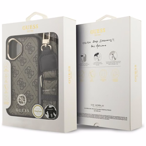 GUESS ümbris jaoks IPHONE 17 compatible with MagSafe GUHMP17SP4G4DCSW (PU W/ Strass Logo & Big Strap Metal Buttons) brown