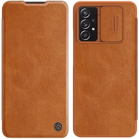 Nillkin Qin nahast ümbris Samsung Galaxy A73 jaoks pruun