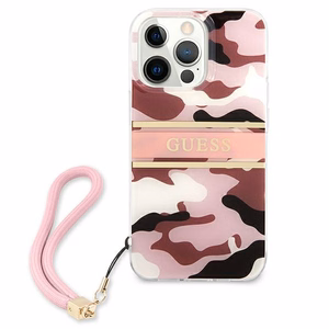 Guess GUHCP13LKCABPI iPhone 13 Pro / 13 6.1" розовый/розовый жёсткий чехол Camo Strap Collection