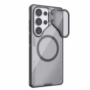 Nillkin Iceblade Prop магнитный чехол с крышкой камеры и подставкой совместимый с MagSafe для Samsung Galaxy S26 Ultra прозрачный чёрный