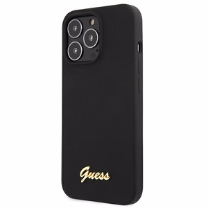 Guess GUHMP13XLSLMGBK iPhone 13 Pro Max 6.7" must/must kõvakaaneline Silikoonist kiri kuldne logo MagSafe