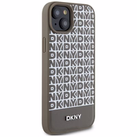 DKNY Leather Printed Pattern Metal Logo MagSafe Ümbris jaoks iPhone 15 / 14 / 13 - Brown