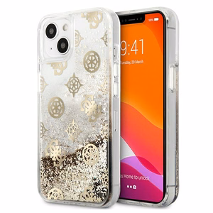 Guess GUHCP13SLGPEGO iPhone 13 mini 5.4" gold/gold hardcase Peony Liquid Glitter