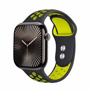Crong Duo Sport rihm Apple Watch 38 / 40 / 41 / 42 mm kellale, must ja laimiroheline