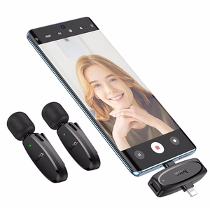 Hoco L15 juhtmevaba revääri mikrofon Lightning / USB-C, 2 tk, must