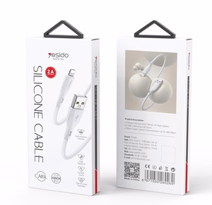 YESIDO SILICONE CABLE CA119 12W USB/LIGHTNING 1M 2,4A WHITE