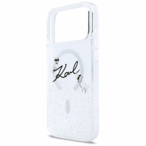 Karl Lagerfeld Liquid Glitter Karl Script Logo MagSafe Ümbris for iPhone 17 Pro Max - Clear