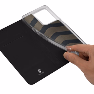 Dux Ducis Skin Pro puhul Oppo Reno 8 flip cover kaart rahakott stend must