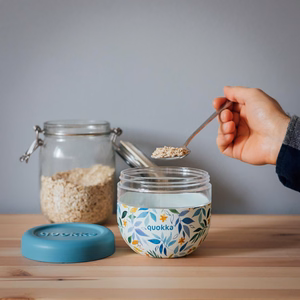 Quokka Bubble Food Jar 770 ml toidunõu, akvarell-lehtede muster