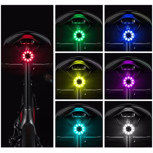 Rockbros Q1 tagumine jalgrattatuli 7 värvi LED + USB-C - USB-A kaabel - must