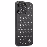 Mercedes hõbedaste tähtede mustriga ümbris iPhone 13 Pro / iPhone 13 jaoks - must