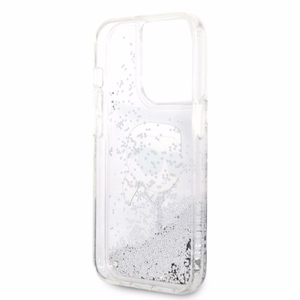 Karl Lagerfeld Glitter Karl's Head ümbris jaoks iPhone 14 Pro Max - hõbedane